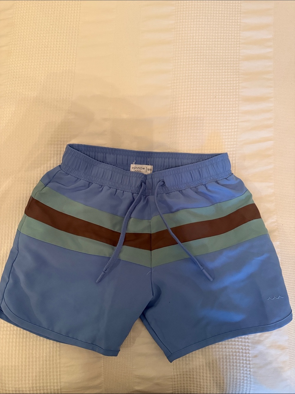 Light Blue Boys' Swim Trunks with Stripe Detail